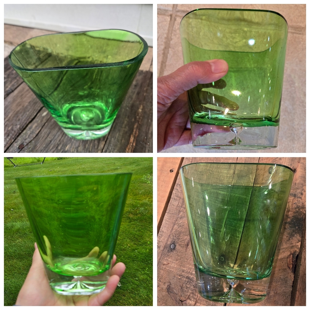 Hand Blown Green Glass Vase